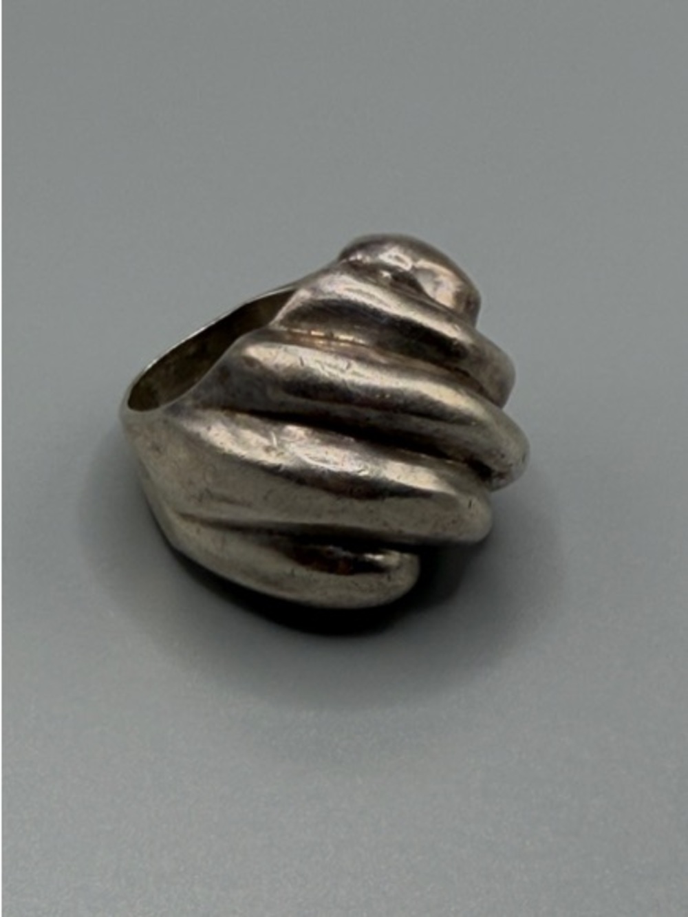 Sterling Silver Sculpted Dome Ring - Silver